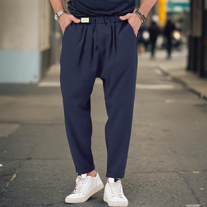 Calças <span class=keywords><strong>Harem</strong></span> Masculinas Novas para Comércio Transfronteiriço, Esportivas Casuais, Modernas e na Moda, Cor Sólida, Cintura Média, Respiráveis, com Pregas Frontais e Gancho Rebaixado - Product Image 4