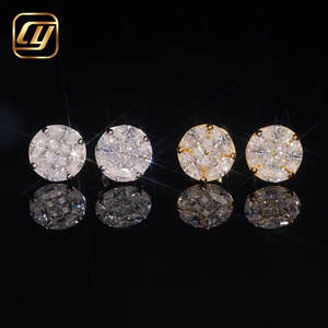 Pendientes de tuerca redondos de moissanita VVS con halo, de plata de ley 925, tipo diamante, al por mayor, para uso diario femenino, joyería fina - Product Image 1