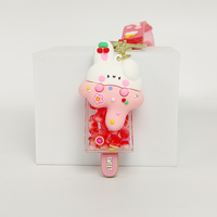 Porte-clés en acrylique Anime Lapin Mignon Glace Sucrée, Perles Colorées, Léger, Breloque Flottante Tendance pour Sac à Main, Sac à Dos, Clé de Voiture