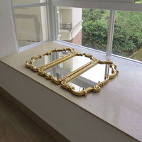 Miroir de maquillage vintage orné en or, miroir de vanité baroque à trois volets, miroir cosmétique pliable orné pour la décoration de la chambre