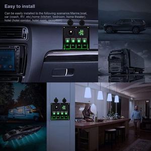 Panel de interruptor de barco marino de 12V, interruptor basculante de 4 entradas impermeable con enchufe de ranura USB Dual de 3.1A + encendedor de cigarrillos con <span class=keywords><strong>Overl</strong></span> - Product Image 6