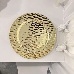 Piastre di ricarica d'oro tondo di plastica Reef piastra per piatti per la cena festa di nozze elegante decorazione <span class=keywords><strong>posto</strong></span> - Product Image 3