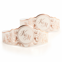 Bandes de cigares personnalisées pour mariage, initiales sur mesure, motif floral, feuille d'or rose, étiquettes cadeaux pour garçons d'honneur, décoration de fête de luxe