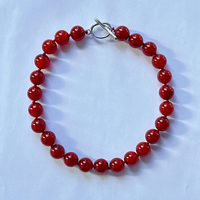 Collier de cornaline rouge noué à la main à la mode, collier de bijoux de déclaration de pierres précieuses perlées naturelles de 14mm