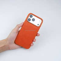 Étui de téléphone portable en cuir Alcantara orange à bas prix TC pour iPhone 18 17 Pro Max avec logo personnalisé