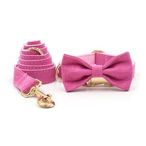 Productos más vendidos 2024, corbata de gamuza roja Rosa sólida, pajarita para mascotas, lindos collares para perros y juego de plomo para cachorros, correas clásicas para mascotas - Product Image 4