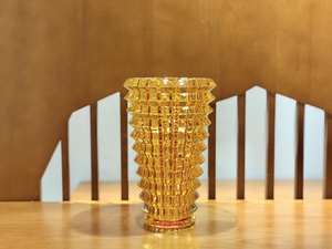 High Quality Creative Yellow Color Circle Trapezoidal Tower Crystal <b>Vase</b> <b>for</b> Christmas Decor Wedding Table Decoration - Product Image 6