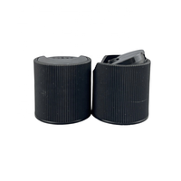 Bouchons en plastique noirs côtelés anti-déversement 24/410 avec disque supérieur pour flacons cosmétiques, petits bouchons à vis, marque YLIO
