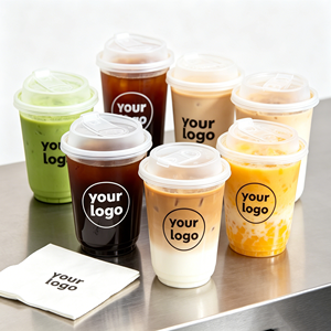 Gobelets en plastique givré blanc personnalisés de 14 oz et 16 oz pour mariage, logo <span class=keywords><strong>3D</strong></span> UV, effet métallique doré, gobelets de mariage personnalisés appliqués à la main - Product Image 1