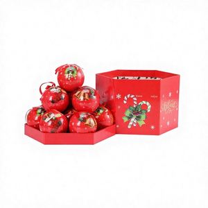 Ornements de Noël haut de gamme en boîte cadeau, Modèle 75-269, Boules en mousse peintes à motifs de Noël, Clochettes, Canes, Bas de Noël - Product Image 1