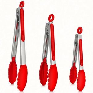 Ensemble de pinces à nourriture en acier inoxydable et silicone résistantes à la chaleur, 3 pièces, pour barbecue - Product Image 4