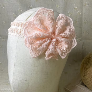 Fabbrica avorio/<span class=keywords><strong>rosa</strong></span>/bianco fiocco per bambine in pizzo fascia per bambini e fiocco per capelli <span class=keywords><strong>da</strong></span> neonato - Product Image 4