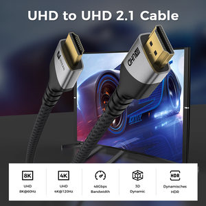 Uniean nhà máy bán buôn HD 2M 10m 2.1 UHD 48Gbps video cáp cổng hiển thị để 8K 4K UHD cáp cho màn hình chiếu để TV - Product Image 2