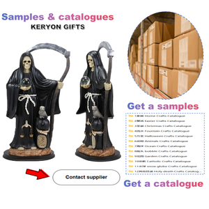 Vendita all'ingrosso di vetro in resina con squame di giustizia e gufo in tunica veste Santa morte Santa Muerte tenendo la statua della falce - Product Image 5