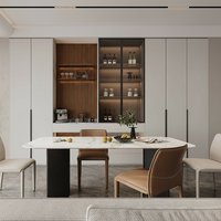 Buffet de salle à manger moderne et minimaliste, meuble de rangement intégré sur mesure avec présentoir à vin