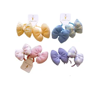 Girl Accessories Kids New Floral Hair Ties For Kids Set Bow Style Scrunchie Elastic Hair Ties For Kids Cotton Head Rope