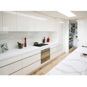 Australie moderne en forme de U en laque blanche haute brillance poignées armoires de cuisine