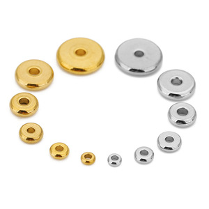 Espaciador plano de acero inoxidable chapado en oro de 18 quilates, redondo, para joyería DIY, accesorios para la fabricación de joyería hecha a mano. - Product Image 4