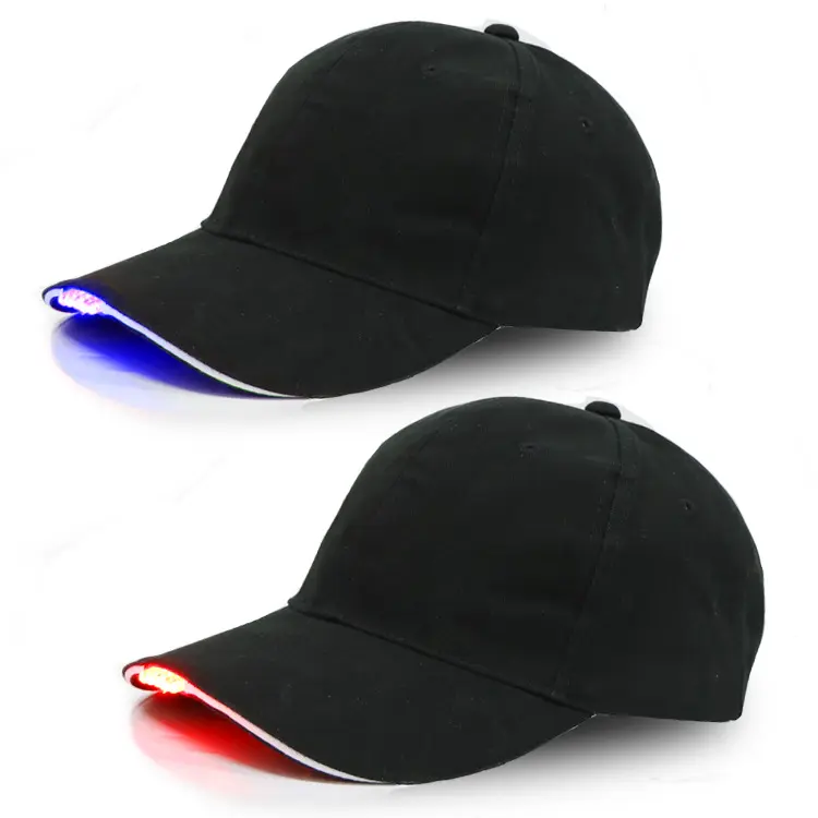 Topi olahraga katun musim panas uniseks, topi Snapback perlindungan UV, topi bisbol lampu LED menyala