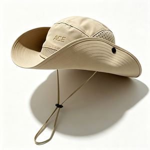 Chapeau de pêcheur pour homme à large bord, en toile respirante avec protection UV, sangle de menton réglable, idéal pour la pêche et la randonnée en été - Product Image 3