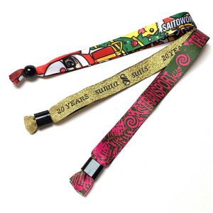 Small MOQ <b>Best</b> Selling Items Cheap Eco-Friendly Polyester Woven Wristband for Events and Party Wrist Band With Slider - Product Image 1