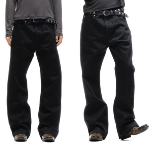 Jeans en denim pour hommes sur mesure OEM ODM, marque privée, style japonais, denim selvedge 16OZ, coupe bootcut, vintage, <span class=keywords><strong>noir</strong></span> jais - Product Image 1