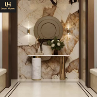 Fabricant chinois Table console de luxe en cuivre pur personnalisée avec nouveau design et dessus en marbre pour entrée de maison, hôtel et villa