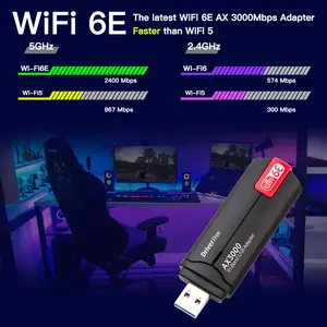 Rtl8832cu mạng không dây Thẻ ax3000 Tri-Band Wifi 6E USB Wifi Adapter hỗ trợ wpa3 lái xe miễn phí 3000 Mbps Wifi USB dongle
