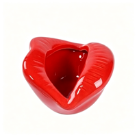 Support en céramique en forme de lèvres rouges, décoration créative pour la maison, rangement multifonctionnel pour pinceaux de maquillage et bijoux, idéal pour la vente en gros