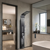 Douche de pluie moderne Pommeau de douche de massage Fonctions intelligentes Support debout au sol Panneau de douche moderne en acier inoxydable à noyau en céramique