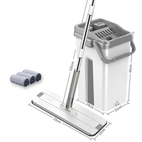 Qualités 360 Mops Tête de balai à microfibre en acier inoxydable à double entraînement avec manche Équipement de nettoyage écologique pour un usage domestique