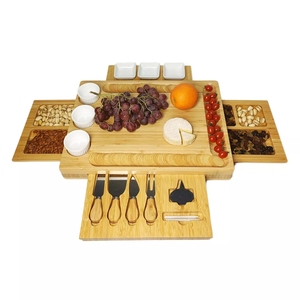 2022 New Hot Sale Bamboo Chopping Board With Knife Set Multifunction Cutting Board Kitchen Cheese Board Set