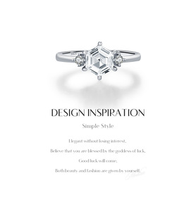 Anillo de compromiso de plata de ley S925 con circonita de corte hexagonal, hipoalergénico, elegante, para mujer, para propuesta, uso diario, regalo - Product Image 6