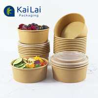 Bol à salade en papier kraft biodégradable et recyclable, boîte d'emballage alimentaire jetable avec impression personnalisée et logo sur mesure
