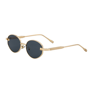 2025 Luxury Retro Designer Custom Logo Full Rim Oval Metal Frame PC Lenses UV400 Protection Trendy Unisex <b>Sunglasses</b> - Product Image 1