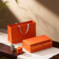Caja de Regalo de Té 4 en 1 Preferida de la Era Yilu Lingxian, Caja Vacía para Té Negro de Espino y Té Rojo de Árbol Antiguo, Papel Especial con Serigrafía