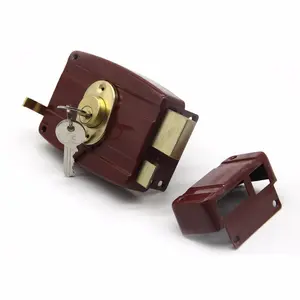 Aluminum cylinder brass latch black red color rim middle east door rim lock outdoor wooden door rim bolt door lock