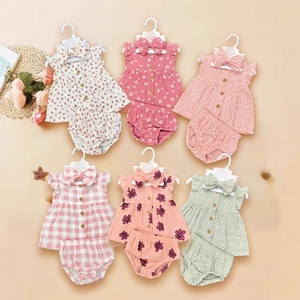 All'ingrosso abito corto da bambina di alta qualità 3 pezzi vestito estivo senza maniche collant body in cotone plissettato <span class=keywords><strong>per</strong></span> bambini - Product Image 6