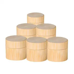 Özel Logo cilt bakımı ambalaj konteyner kozmetik bambu vidalı kapak kap yüz kremi kavanoz