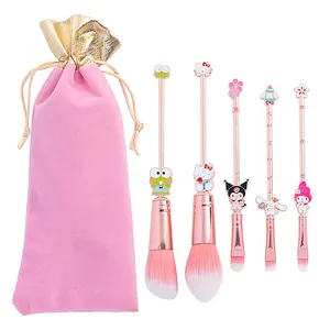 Nouvel arrivage 5 pièces pinceaux de maquillage japonais dessin animé My Melody caractère KT Cat ensemble de pinceaux de maquillage joli cadeau pour fille sortie d'usine