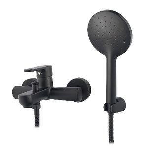 Robinet de baignoire thermostatique Paco noir mat cuivre, sur pied, jet doux, finition polie brossée pour appartements - Product Image 1