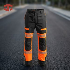 High Reflective Cargo <strong>Pants</strong> <strong>Men</strong> Hi Vis <strong>Work</strong> Trousers Elastic Waist Tool Pocket Construction Warehouse Outdoor Uniform - Product Image 1