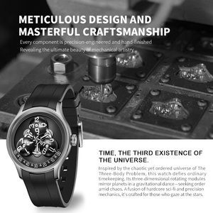 นาฬิกาข้อมือผู้ชาย Miyota Automatic Wandering Hour Movement แบรนด์ส่วนตัว สายซิลิโคนสีดำ หรูหรา รุ่น SM1056 จากผู้ผลิต - Product Image 2