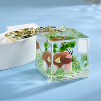 Pendentif Bouteille d'Huile Liquide en Acrylique Tendance Mode, Porte-clés Lumineux pour Couple Fête de Qixi, Sac à Dos Dessin Animé Maison Arbre