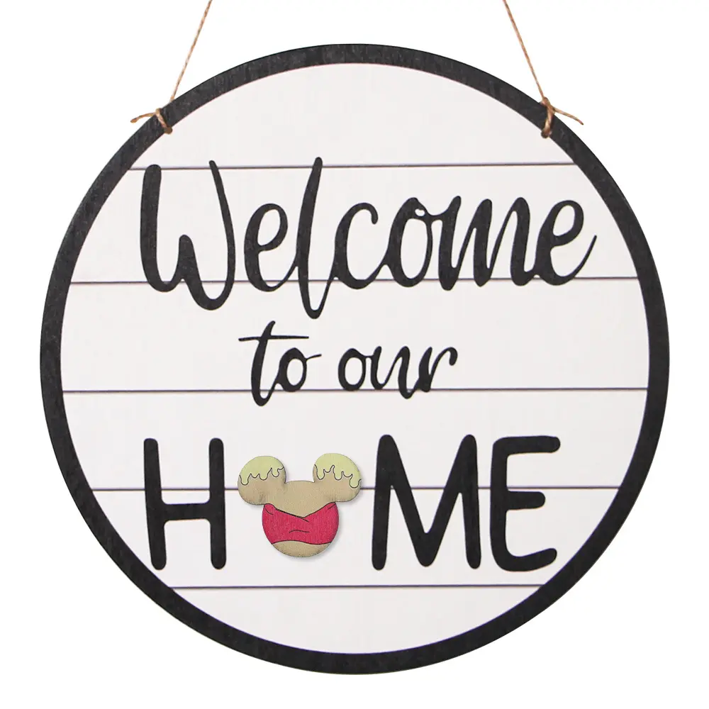 LEMON Welcome Door Sign Mouse insegne appese in legno targhe Decorative rotonde per portico per la casa segno di benvenuto decorazioni appese
