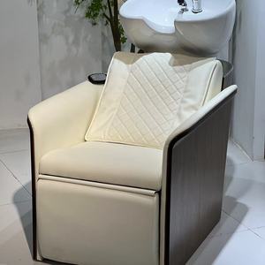 Qumeng 2024 New Model Luxury Design Gold Leather <b>Beauty</b> <b>Salon</b> Bed Furniture Shampoo <b>Chair</b> Shampoo Bed - Product Image 3