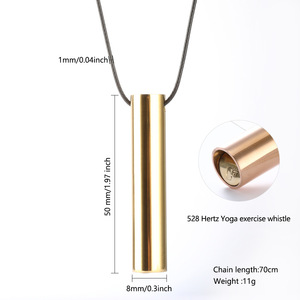 Vente en gros peut faire du son 528 <span class=keywords><strong>Hertz</strong></span> sifflet méditation réduction du stress ajustement respiration collier en acier inoxydable bijoux - Product Image 3
