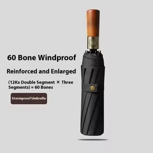Paraguas Plegable Automático de 3 Secciones para Caballero, con Logotipo Personalizado de Fábrica, 10K, Resistente al Viento, Mango de Madera, Revestimiento Negro, Protección Solar y Contra la Lluvia - Product Image 4