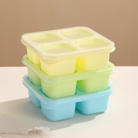 Boîte à lunch en plastique empilable à quatre compartiments, ensemble de boîtes à bento pour étudiants, récipient pour collations, compatible micro-ondes, boîte repas de voyage
