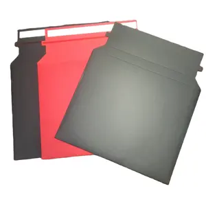 Custom Rigid Mailer Envelope Cardboard Red Black Envelope Packaging Thick Mailer Envelope